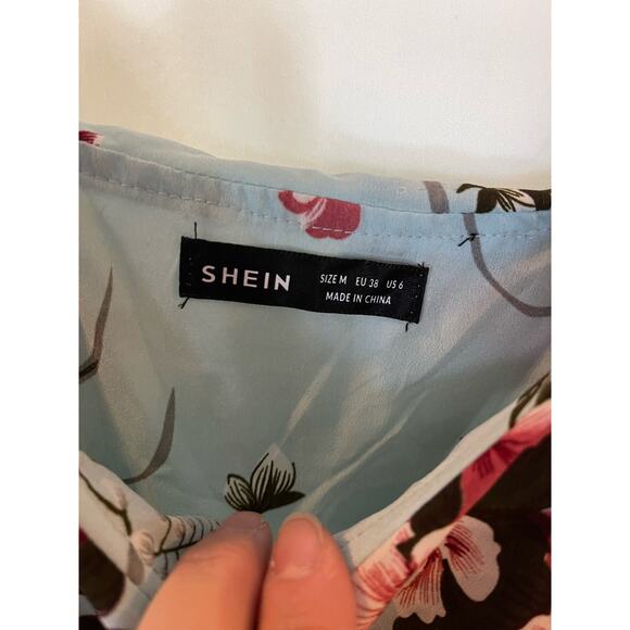SHEIN-Flowy Dress-floral-blue-women's size M - Picture 3 of 3